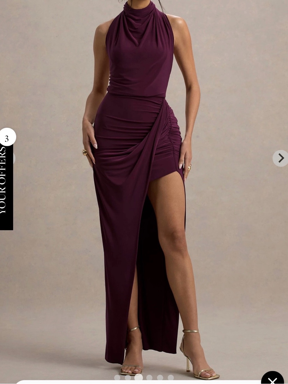 Club L London Plum High-Low Halter Maxi Dress